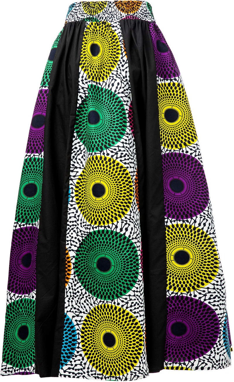 SHENBOLEN Women African Print Maxi Skirt Ankara High Waist Long Skirts (One Size, A) - Image 2